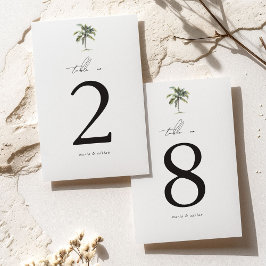 Tarjeta De Mesa Boda de playa tropical con palmeras mínimas