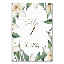 Tarjeta De Mesa Boda de Plumeria personalizada