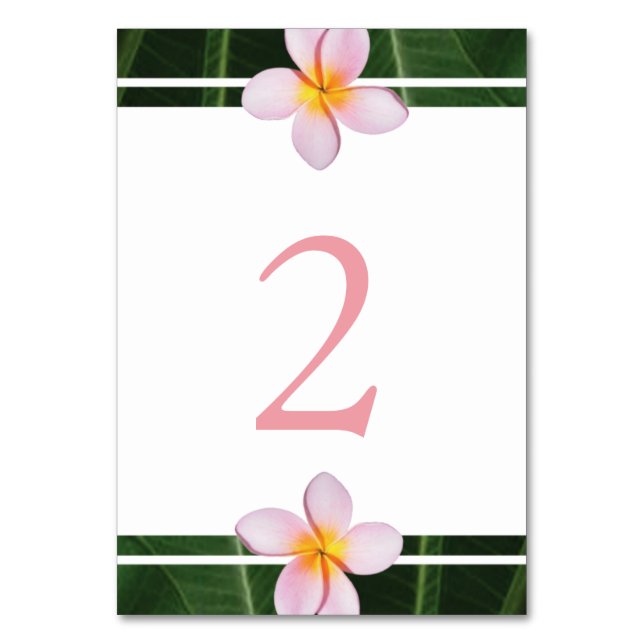 Tarjeta De Mesa Boda de Plumeria Rosa Frangipani (Anverso)