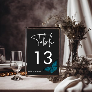 Tarjeta De Mesa Boda de polilla Verde azulada mínima de Moody oscu