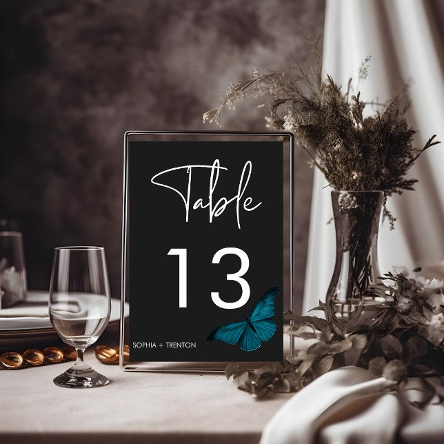 Tarjeta De Mesa Boda de polilla Verde azulada mínima de Moody oscu (Subido por el creador)