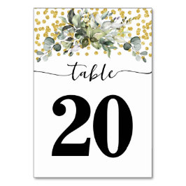 Tarjeta De Mesa Boda de polvo verde de color de agua Eucalyptus