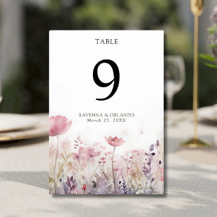 Tarjeta De Mesa Boda de pradera de flores silvestres rústicas y si