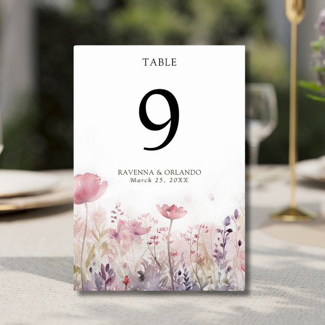 Tarjeta De Mesa Boda de pradera de flores silvestres rústicas y si (Subido por el creador)