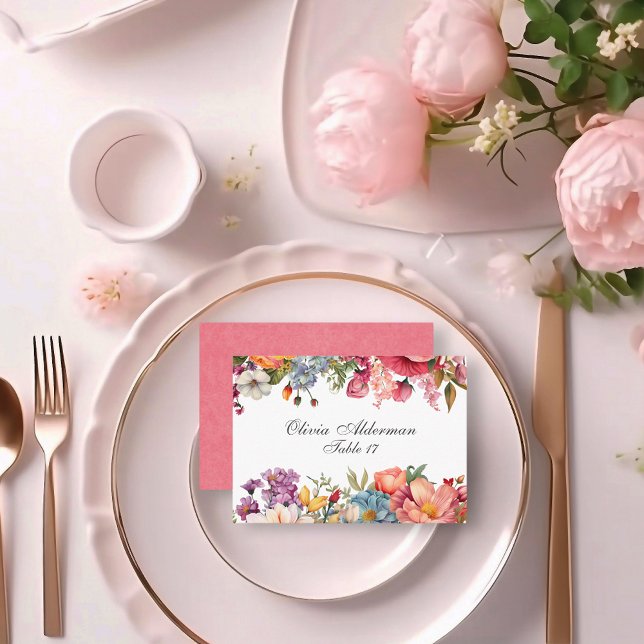 Tarjeta De Mesa Boda de presupuesto de acuarela floral vibrante (Subido por el creador)