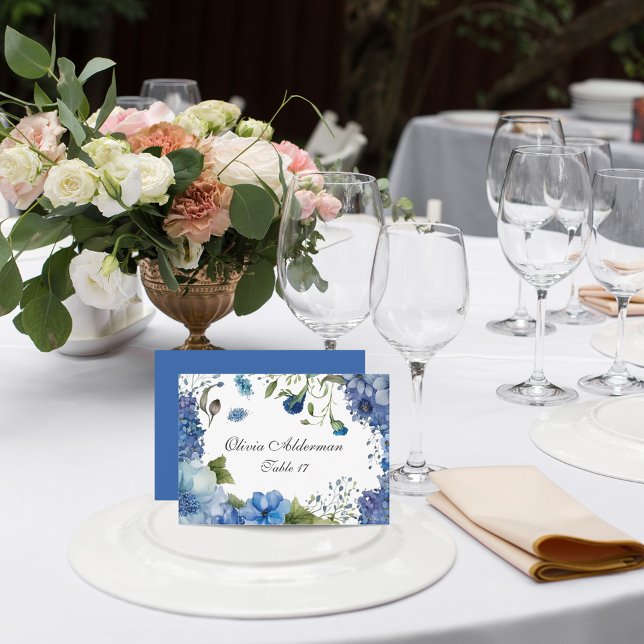 Tarjeta De Mesa Boda de presupuesto floral bohemio azul-violeta (Subido por el creador)