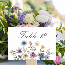 Tarjeta De Mesa Boda de primavera con elegantes flores silvestres 