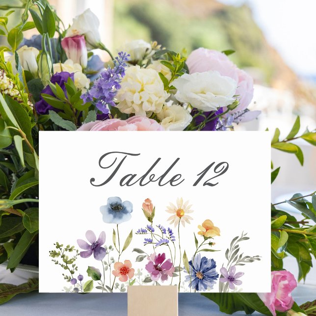 Tarjeta De Mesa Boda de primavera con elegantes flores silvestres  (Subido por el creador)