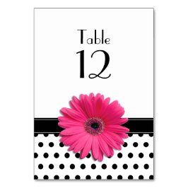 Tarjeta De Mesa Boda de puntos de polka blanca rosada