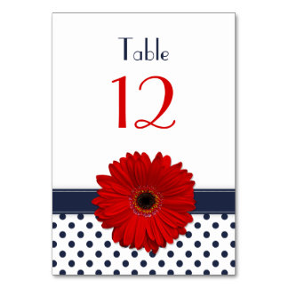 Tarjeta De Mesa Boda de puntos de polka blanco azul de la Marina d
