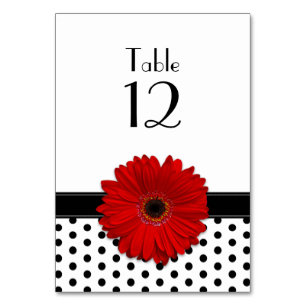 Tarjeta De Mesa Boda de puntos de polka blanco negro marrón rojo