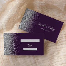 Tarjeta De Mesa Boda de Purpurada Plata Moderna Brillante