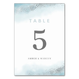Tarjeta De Mesa Boda de Purpurina Blue Silver para bebés