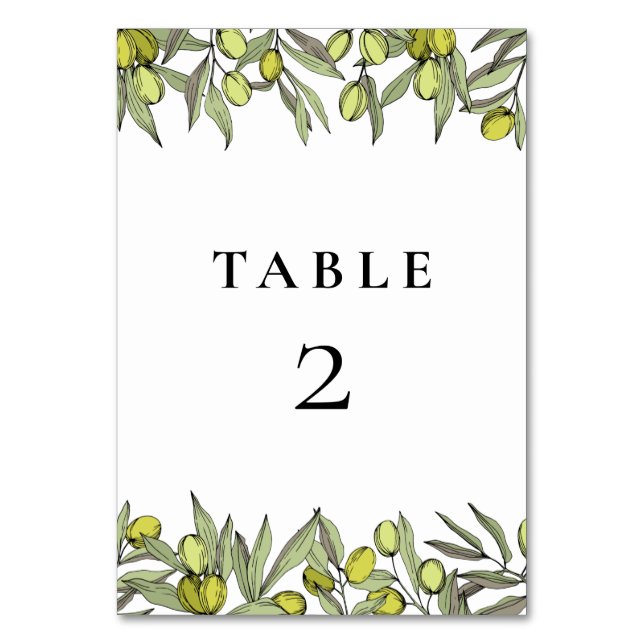 Tarjeta De Mesa Boda de rama de olivo moderno (Anverso)