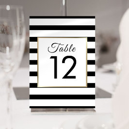 Tarjeta De Mesa Boda de Raya Clásica | Hoja de Oro Falso