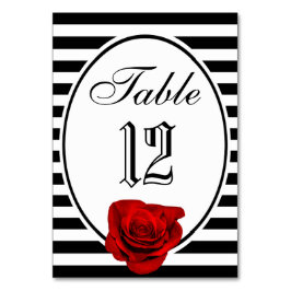 Tarjeta de mesa Boda de rayas blancas y negras de 