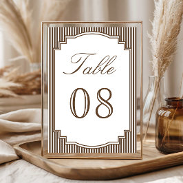 Tarjeta De Mesa Boda de rayas marrones de chocolate clásico