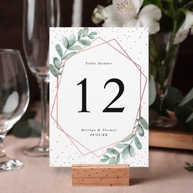 Tarjeta De Mesa Boda de Relieve metalizado dorado de Rosa geométri (Subido por el creador)