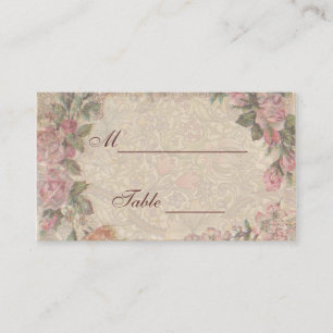 Tarjeta De Mesa Boda de Rosas antiguos de la pareja Romance Vintag