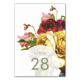 Tarjeta De Mesa Boda de Rosas bohemios en el Jardín Inglés
