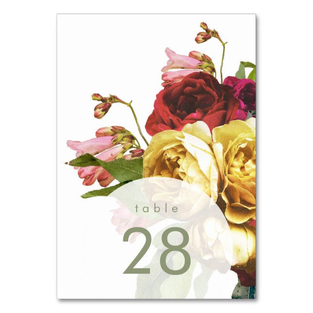 Tarjeta De Mesa Boda de Rosas bohemios en el Jardín Inglés (Anverso)