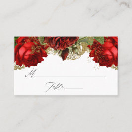 Tarjeta De Mesa Boda de Rosas Borgoña Rojo y Oro Vintage