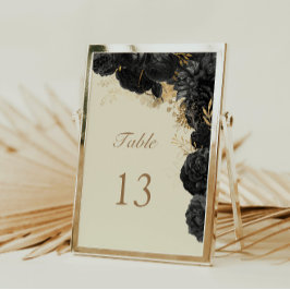 Tarjeta De Mesa Boda de Rosas de color oro negro