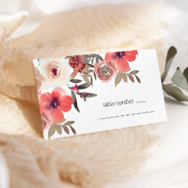 Tarjeta De Mesa Boda de Rosas Florales con Rubor Rojo