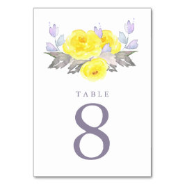 Tarjeta De Mesa Boda de Rosas morados de color gris amarillo bonit