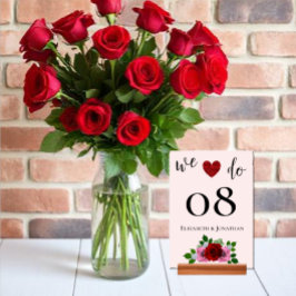 Tarjeta De Mesa Boda de rosas rojas y rosas