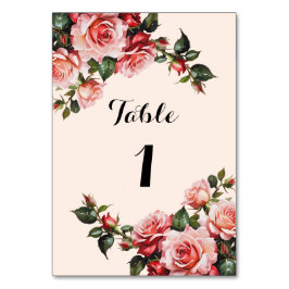 Tarjeta De Mesa boda de rosas rosadas y rojas bonitos