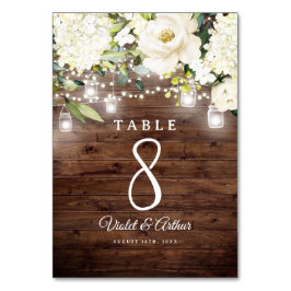 Tarjeta De Mesa Boda de Rustic Floral String Lights