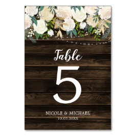 Tarjeta De Mesa Boda de Rústico Floral Blanco