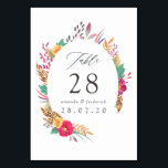 Tarjeta De Mesa Boda de safari acuarela floral<br><div class="desc">Tarjetas con número de tabla boda con temática Boho burgundy y gold safari con elegante personalizable de tipografía de escritura a mano a los detalles de su evento.</div>