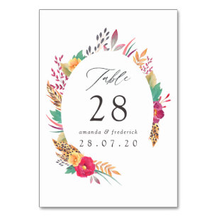 Tarjeta De Mesa Boda de safari acuarela floral