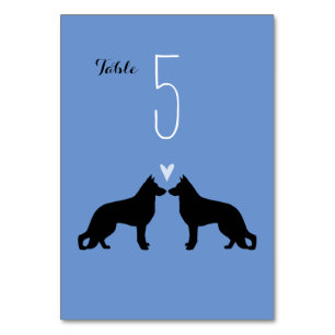 Tarjeta De Mesa Boda de Silhouettes de perro pastor alemán