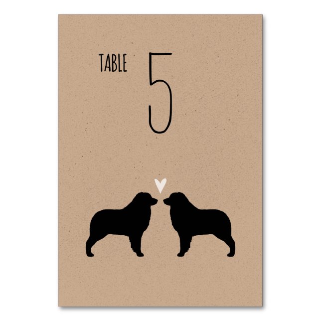 Tarjeta De Mesa Boda de Silhouettes de perro pastor australiano (Reverso)