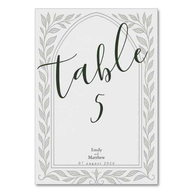 Tarjeta De Mesa Boda de Silverleaf Elven - Arco y Vino (Anverso)