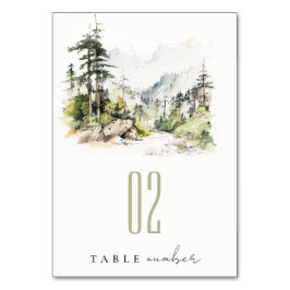 Tarjeta De Mesa Boda de Sketch de paisajes de montaña Soft Woods
