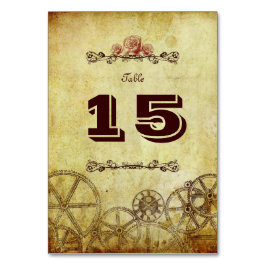 Tarjeta De Mesa Boda de Steampunk de Faux Antique Gold