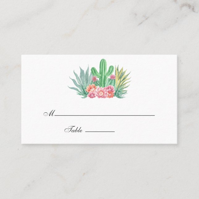 Tarjeta De Mesa Boda de Suculentas con Acuarela (Anverso)