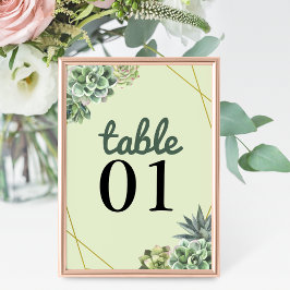 Tarjeta De Mesa Boda de Suculentas con Estilo