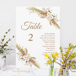 Tarjeta de mesa Boda de Sueño de Grassland.