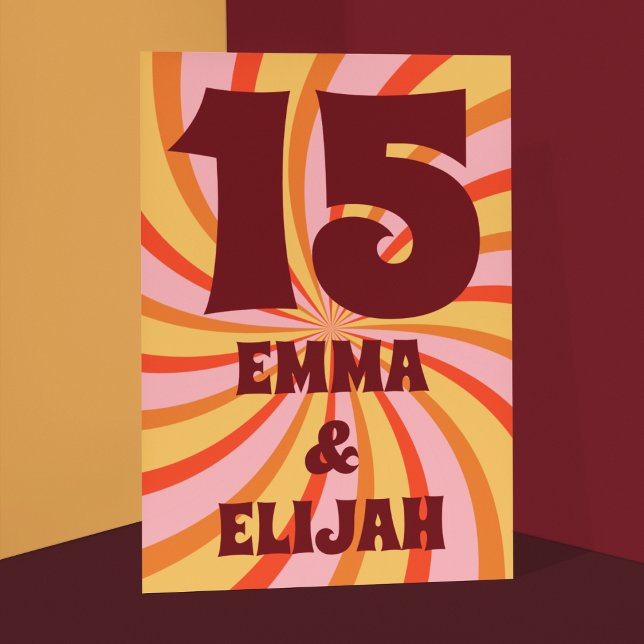 Tarjeta De Mesa Boda De Swirl Psicodélico Lejano (Subido por el creador)