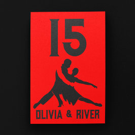 Tarjeta De Mesa Boda de Tango Caliente Rojo