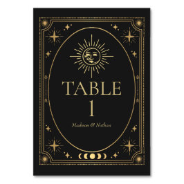 Tarjeta De Mesa Boda de Tarot gótico-celestial negro