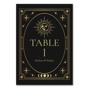 Tarjeta De Mesa Boda de Tarot gótico-celestial negro