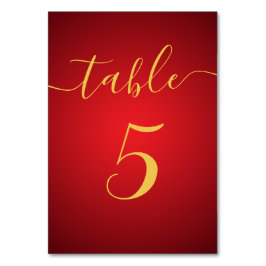 Tarjeta De Mesa Boda de tema rojo elegante de escritura moderna