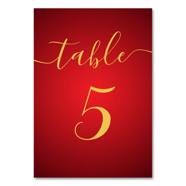 Tarjeta De Mesa Boda de tema rojo elegante de escritura moderna (Reverso)