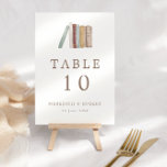 Tarjeta De Mesa Boda de temas de libros acuáticos<br><div class="desc">Las encantadoras tarjetas de números de tabla boda son perfectas para un boda con temas de libros o biblioteca. El diseño presenta un ilustracion acuarela de libros en tonos neutros de tierra. Añade el número de la tabla y personaliza con tus detalles en color marrón oscuro.</div>